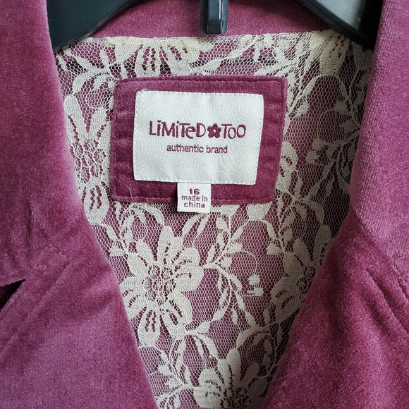 Limited Too Y2K Mauve Velvet Velveteen Cropped Shrug w/Button Closure - Picture 2 of 14